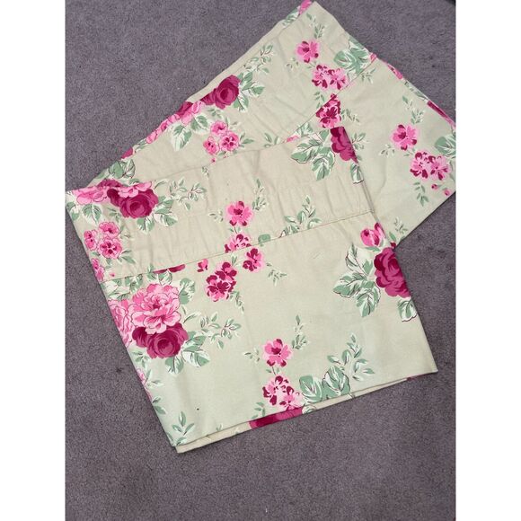 1‎ Laura Ashley Lifestyles Blouson Valance Yellow Coral Roses Cotton Country - Picture 1 of 4